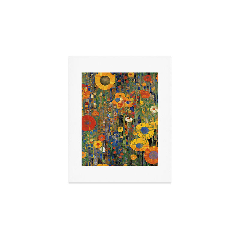 Garden with Colorful Abstract Flowers Art Print Gallery Image 1