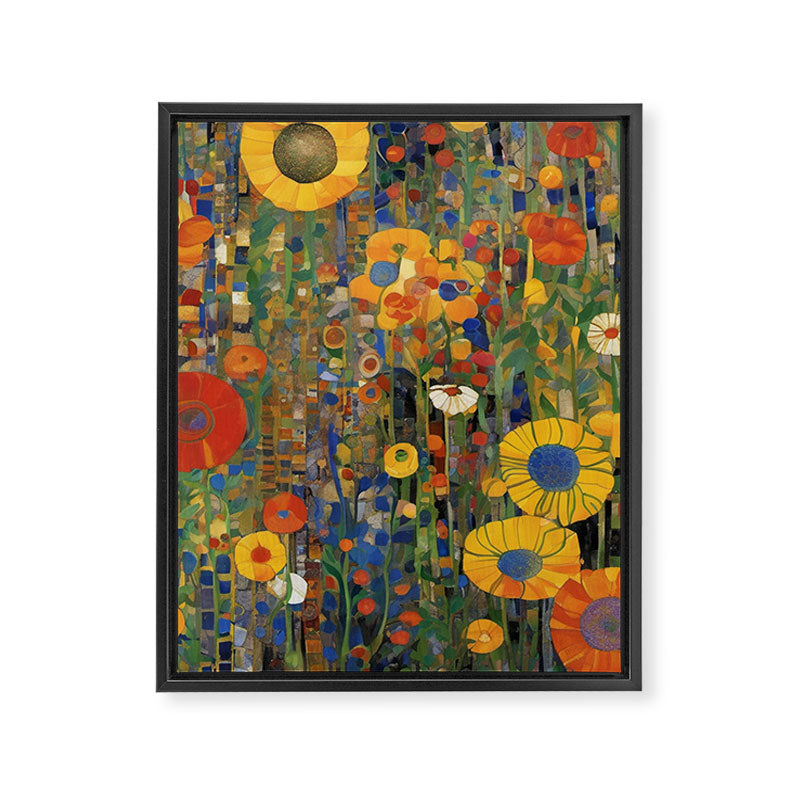 Garden with Colorful Abstract Flowers Framed Canvas Print Gallery Image 8