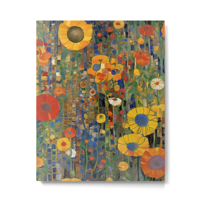 Garden with Colorful Abstract Flowers Metal Print Gallery Image 1
