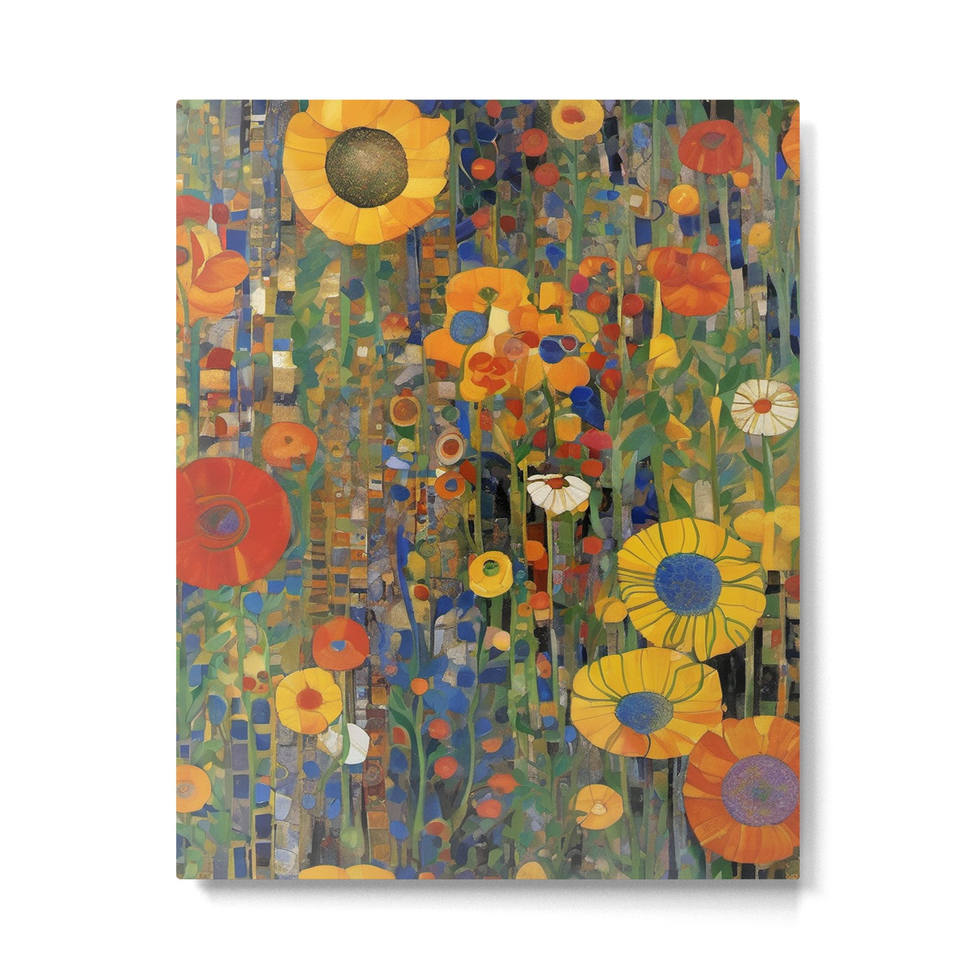 Garden with Colorful Abstract Flowers Metal Print Gallery Image 6