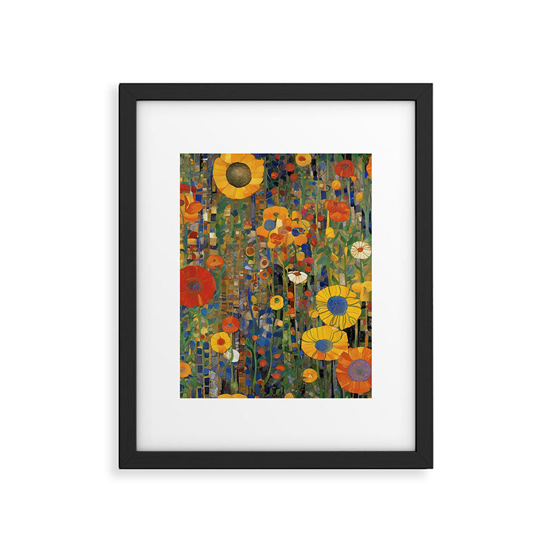 Garden with Colorful Abstract Flowers Framed Art Print Gallery Image 6