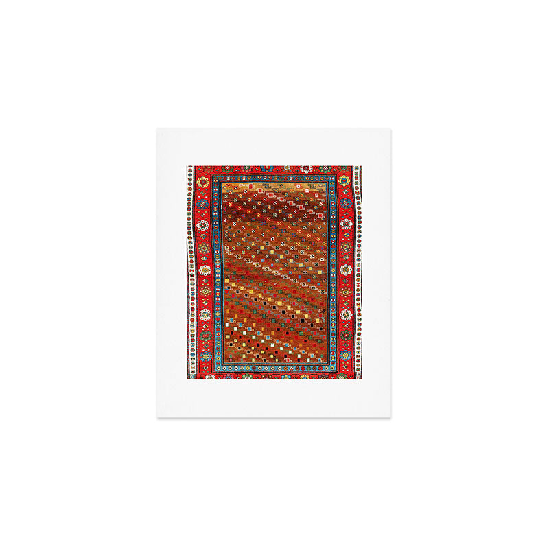 Genje Central Caucasus Antique Rug Print Art Print Gallery Image 1