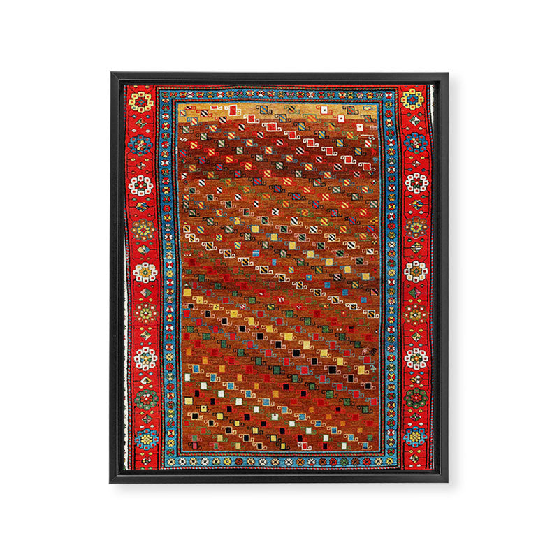 Genje Central Caucasus Antique Rug Print Framed Canvas Print Gallery Image 3