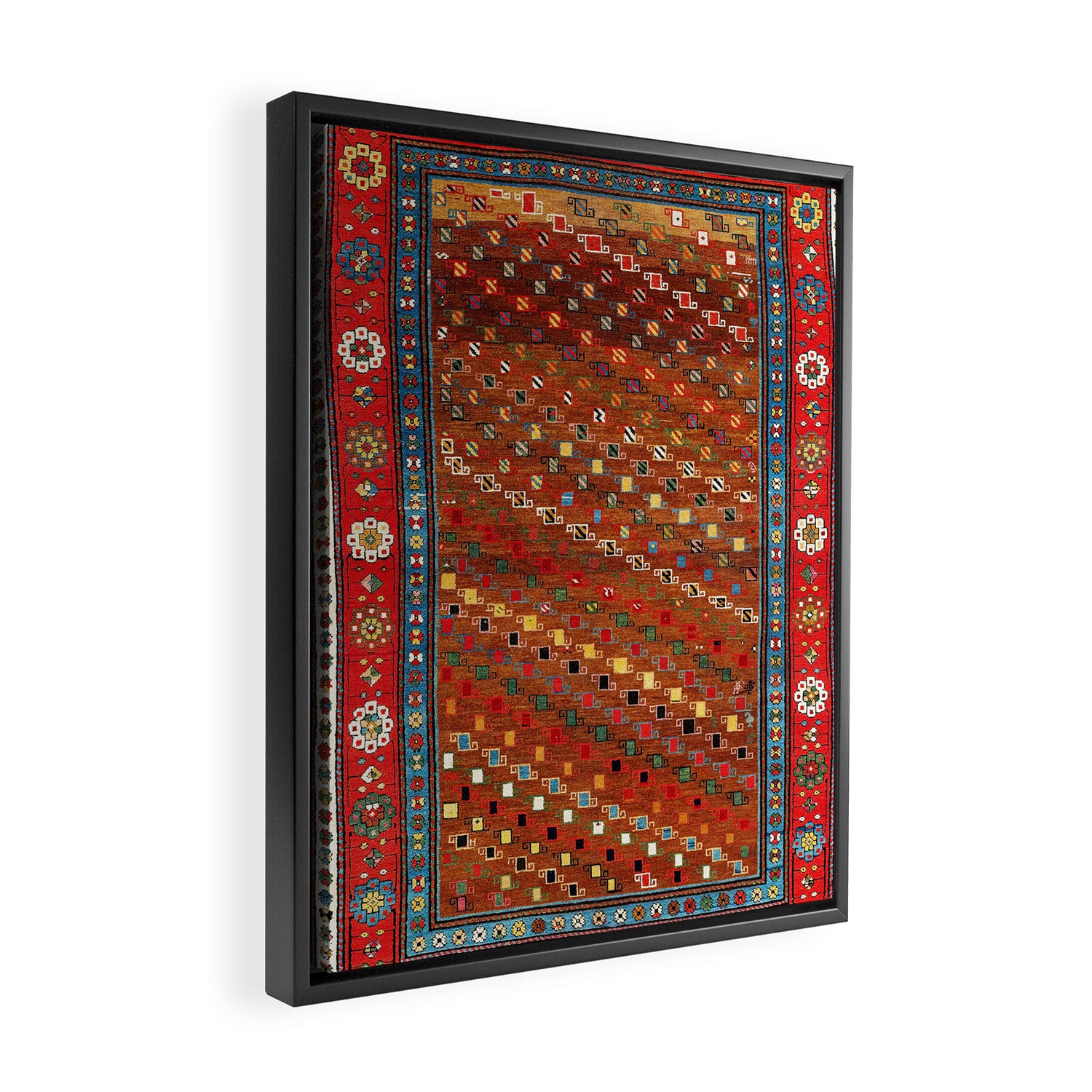 Genje Central Caucasus Antique Rug Print Framed Canvas Print Gallery Image 2
