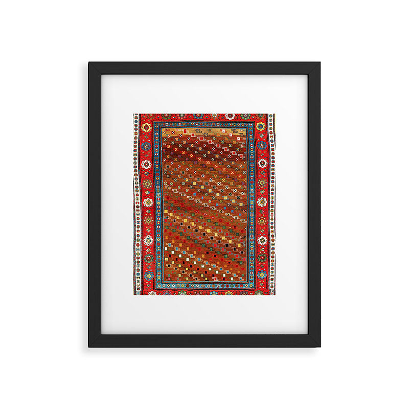 Genje Central Caucasus Antique Rug Print Framed Art Print Gallery Image 4