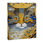 Geometric Blue and Gold Klimt Cat Canvas Print Gallery Image 3