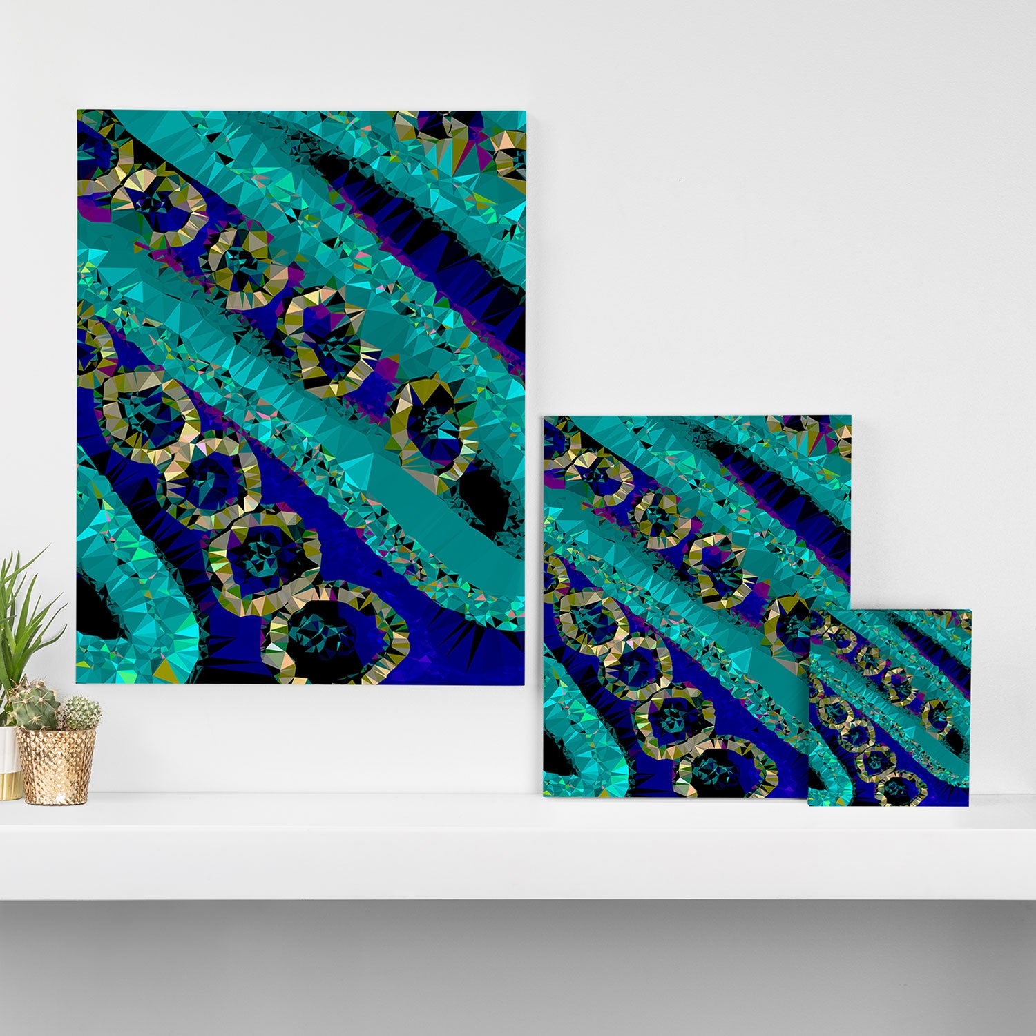 Glittery Low Poly Abstract Geometric Art Canvas Print Gallery Image 3