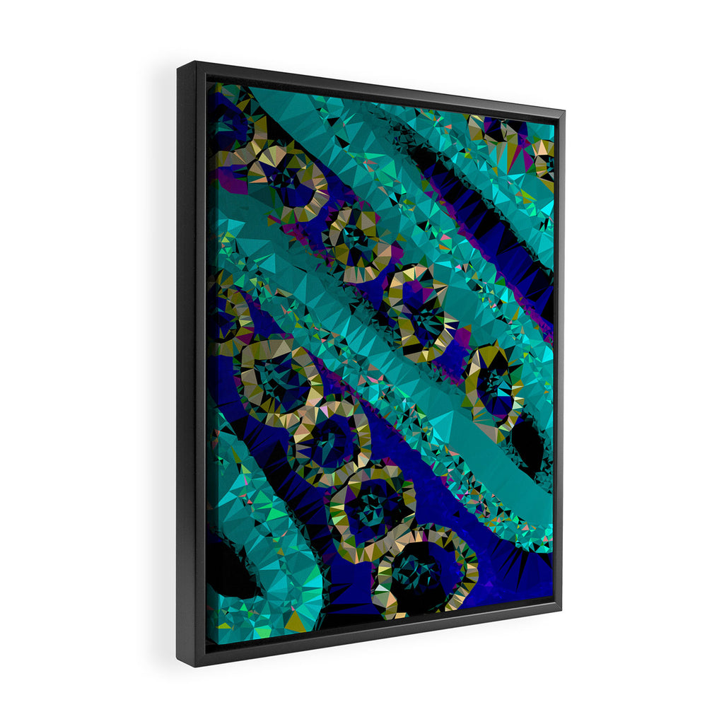 Glittery Low Poly Abstract Geometric Art Framed Canvas Print Gallery Image 2