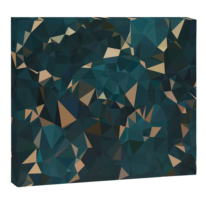 Gold Teal Abstract Low Poly Geometric Triangles Canvas Print Gallery Image 1