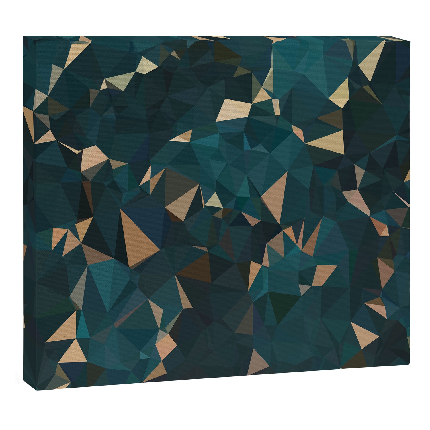 Gold Teal Abstract Low Poly Geometric Triangles Canvas Print Gallery Image 3