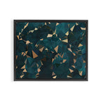 Gold Teal Abstract Low Poly Geometric Triangles Framed Canvas Print Gallery Image 3