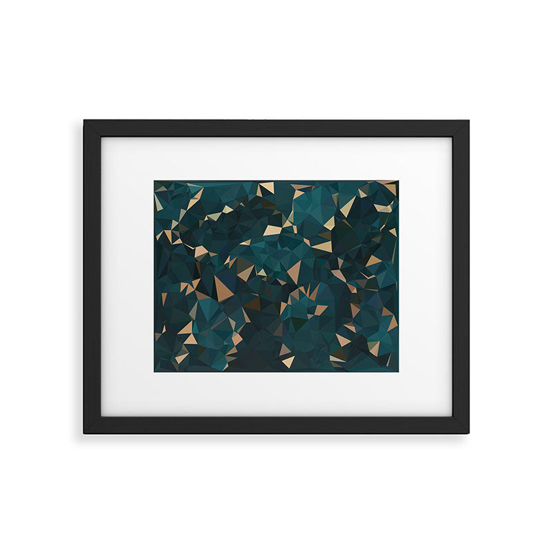 Gold Teal Abstract Low Poly Geometric Triangles Framed Art Print Gallery Image 5