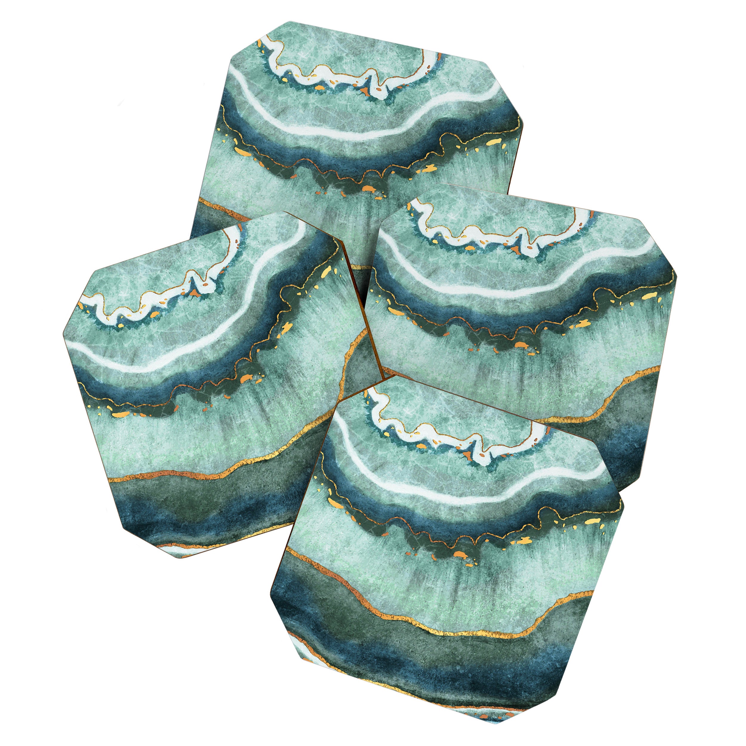 Gold Turquoise Agate Coaster Gallery Image 1