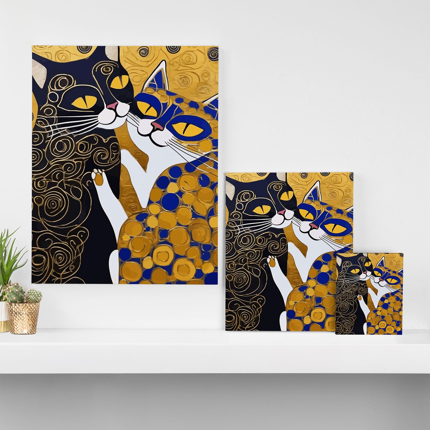 Gustav Klimt Cat Kiss Canvas Print Gallery Image 3