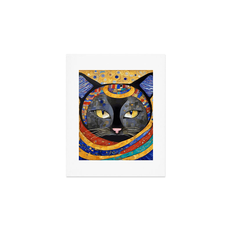 Gustav Klimt Cat with Colorful Clothing  Art Print Gallery Image 1