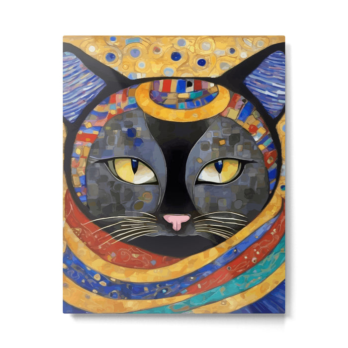 Gustav Klimt Cat with Colorful Clothing  Metal Print Gallery Image 1