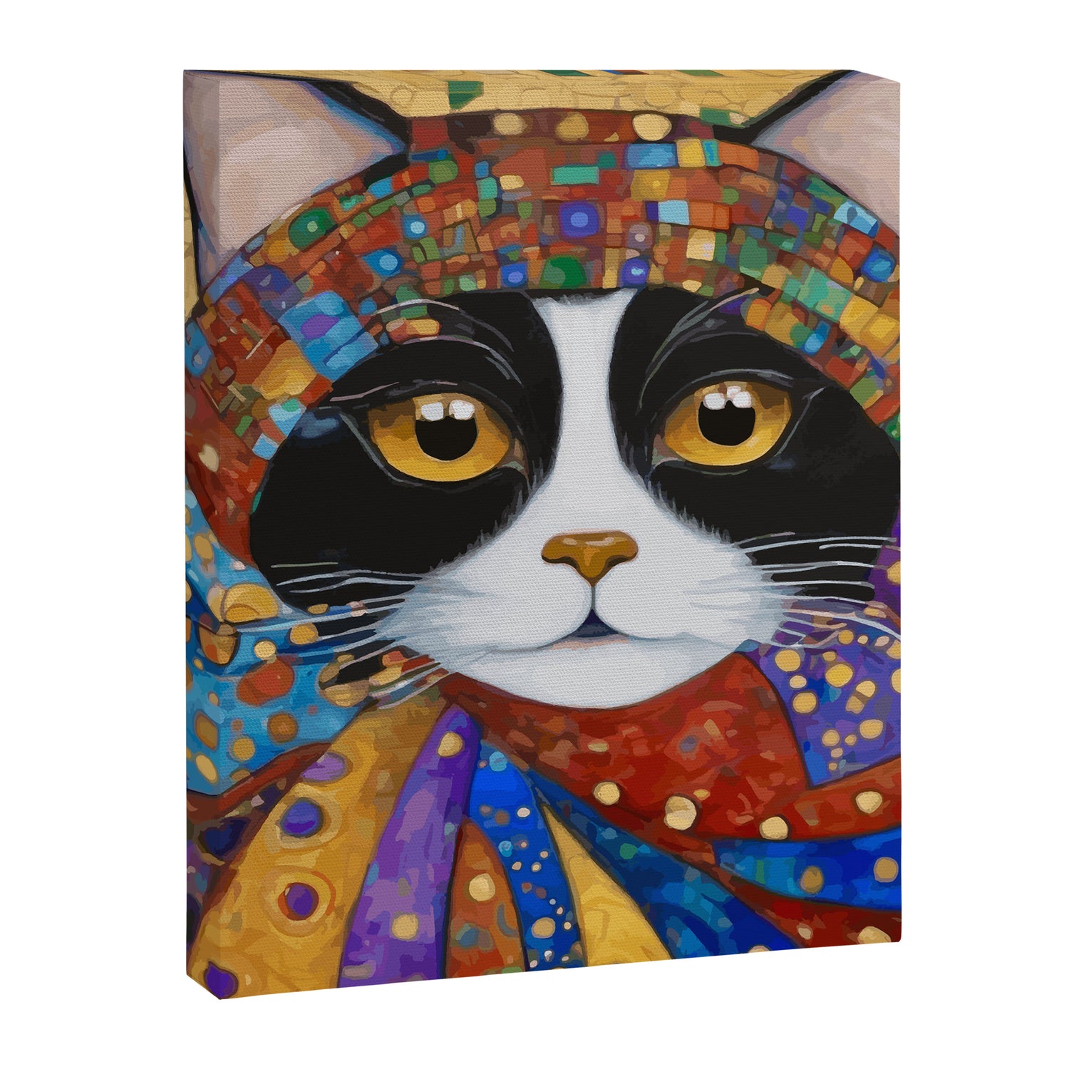 Gustav Klimt Cat with Colorful Scarf Canvas Print Gallery Image 3