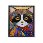 Gustav Klimt Cat with Colorful Scarf Framed Canvas Print Gallery Image 3