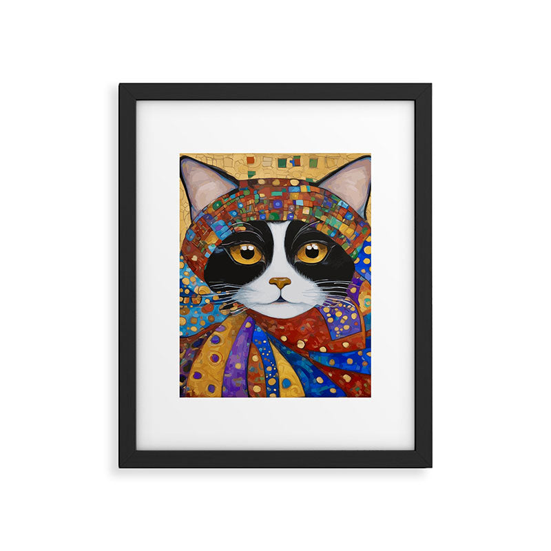 Gustav Klimt Cat with Colorful Scarf Framed Art Print Gallery Image 6