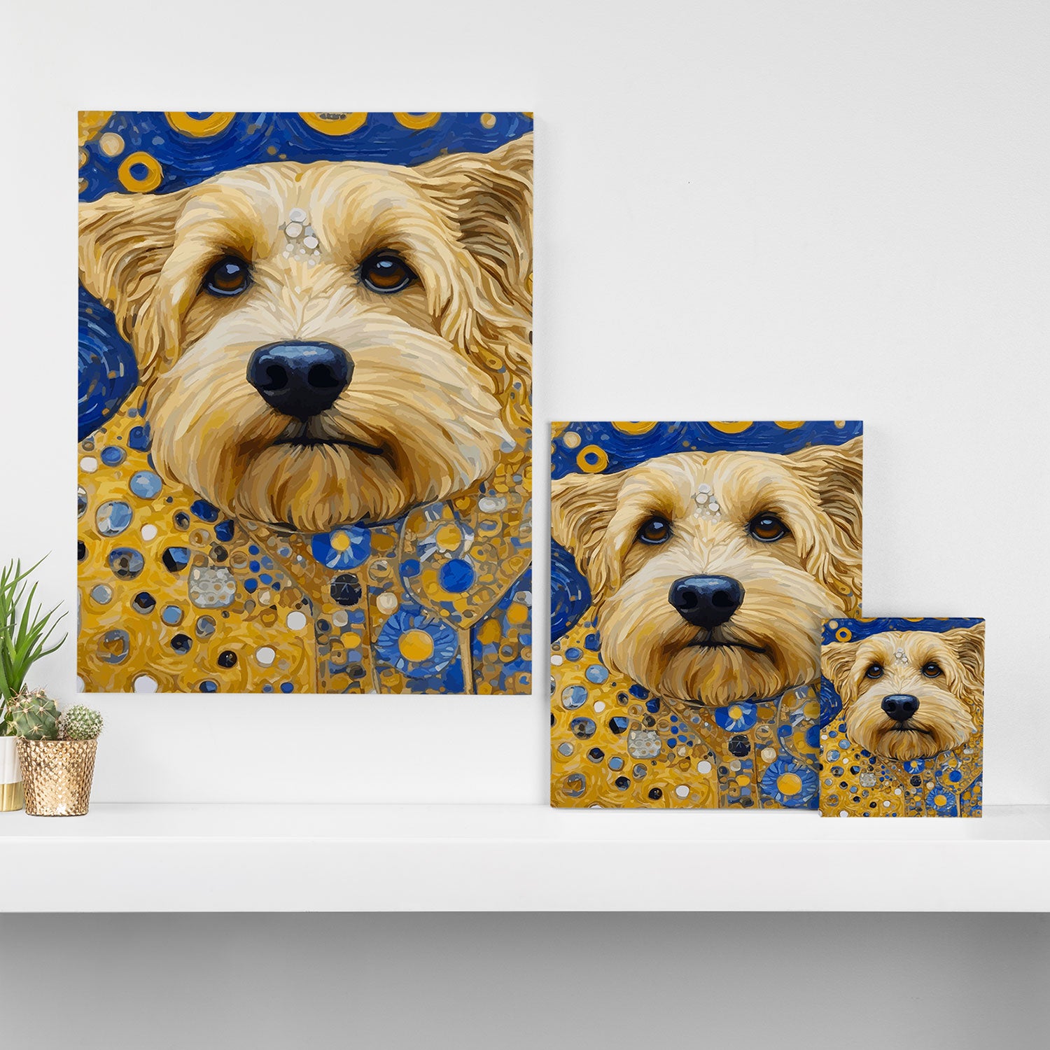 Gustav Klimt Dog in a Starry Night Landscape Canvas Print Gallery Image 3