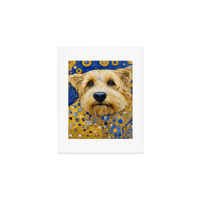 Gustav Klimt Dog in a Starry Night Landscape Art Print Gallery Image 1