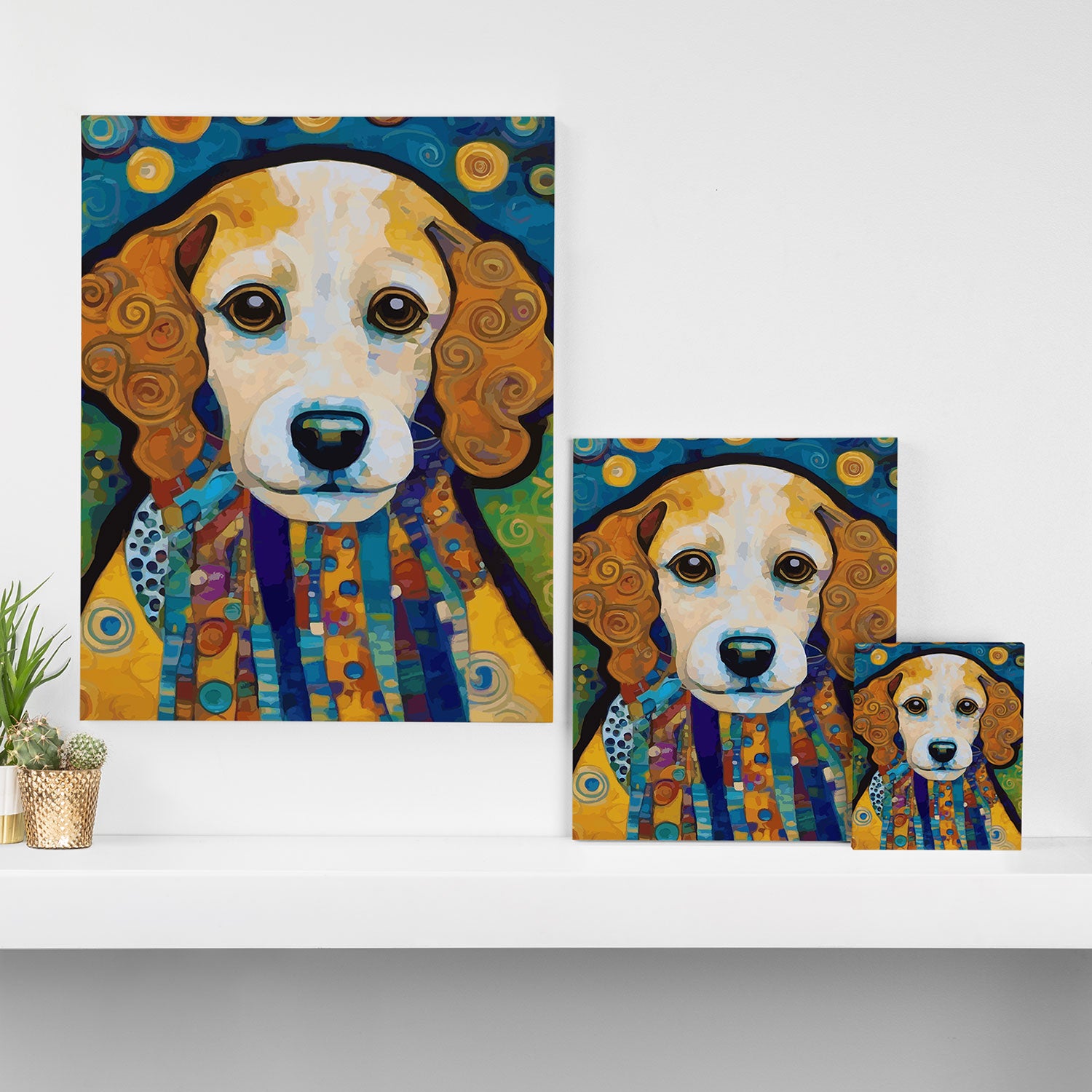 Gustav Klimt Dog with Colorful Scarf Canvas Print Gallery Image 3