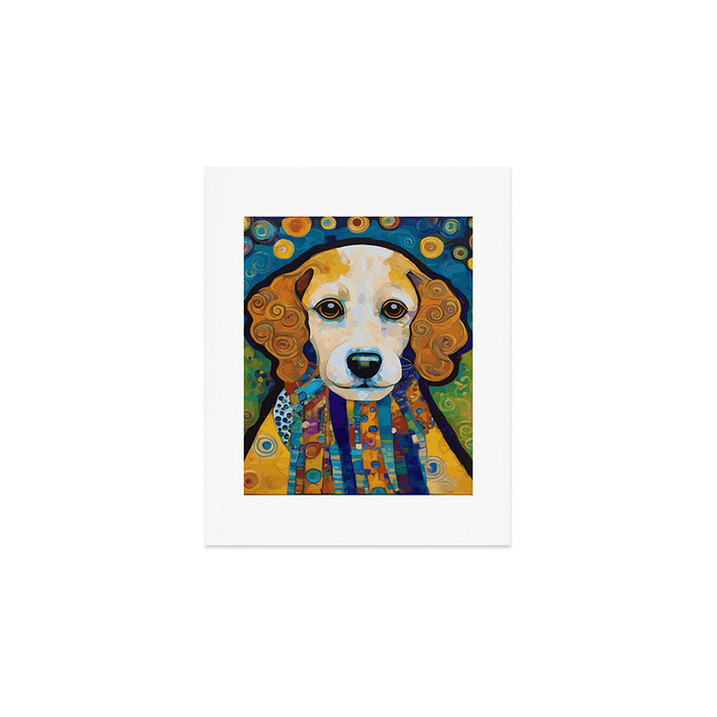 Gustav Klimt Dog with Colorful Scarf Art Print Gallery Image 1