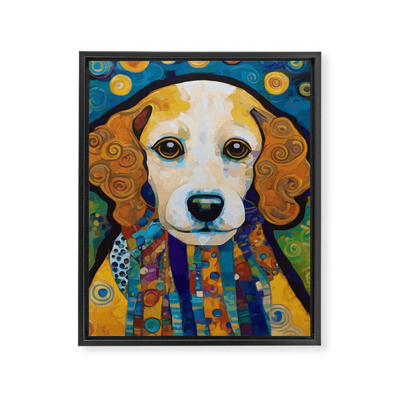 Gustav Klimt Dog with Colorful Scarf Framed Canvas Print Gallery Image 8
