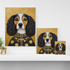 Gustav Klimt Style Beautiful Girl Dog with Black and Gold Jacket Canvas Print Gallery Image 3