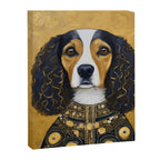 Gustav Klimt Style Beautiful Girl Dog with Black and Gold Jacket Canvas Print Gallery Image 3