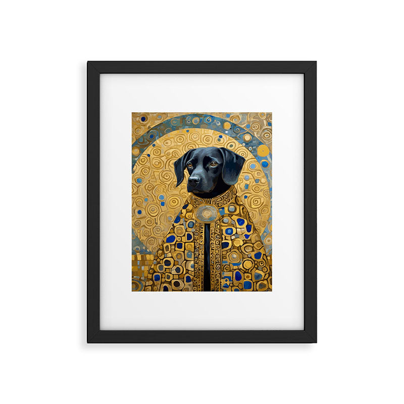 Gustav Klimt Style Black Dog with Blue and Gold Coat Framed Art Print Gallery Image 6