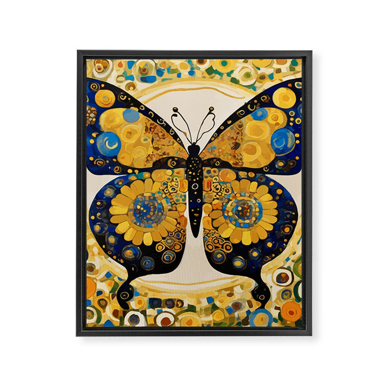 Gustav Klimt Style Blue and Gold Butterfly Framed Canvas Print Gallery Image 8