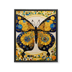 Gustav Klimt Style Blue and Gold Butterfly Framed Canvas Print Gallery Image 8