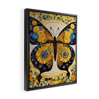 Gustav Klimt Style Blue and Gold Butterfly Framed Canvas Print Gallery Image 2