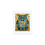 Gustav Klimt Style Blue and Gold Owl Art Print Gallery Image 1