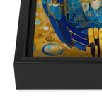 Gustav Klimt Style Blue and Gold Owl Framed Canvas Print Gallery Image 3