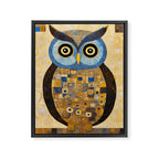 Gustav Klimt Style Blue and Gold Owl Framed Canvas Print Gallery Image 8