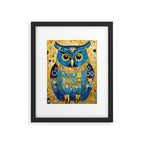 Gustav Klimt Style Blue and Gold Owl Framed Art Print Gallery Image 6