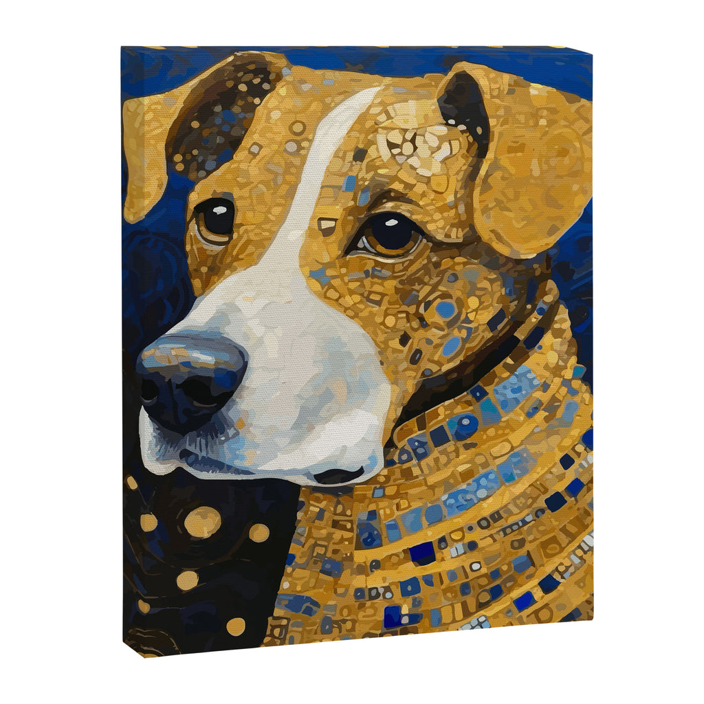 Gustav Klimt Style Brown Dog with Striped Coat Canvas Print Gallery Image 8