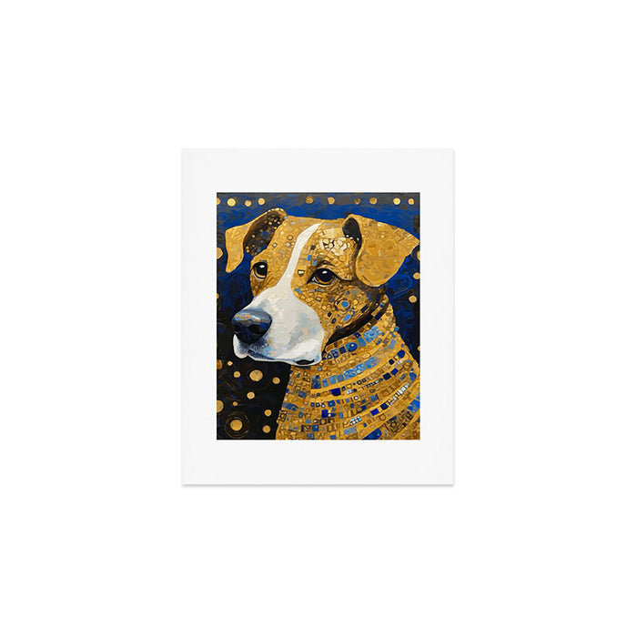 Gustav Klimt Style Brown Dog with Striped Coat Art Print Gallery Image 1