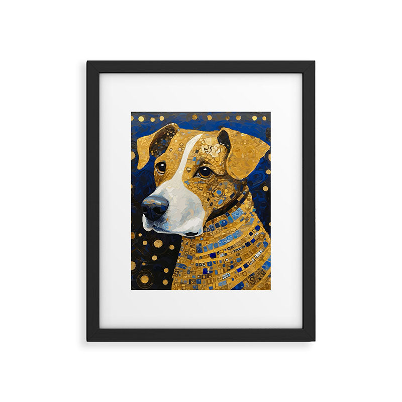 Gustav Klimt Style Brown Dog with Striped Coat Framed Art Print Gallery Image 6