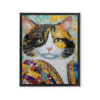 Gustav Klimt Style Calico Cat with Elegant Designer Jacket Framed Canvas Print Gallery Image 3