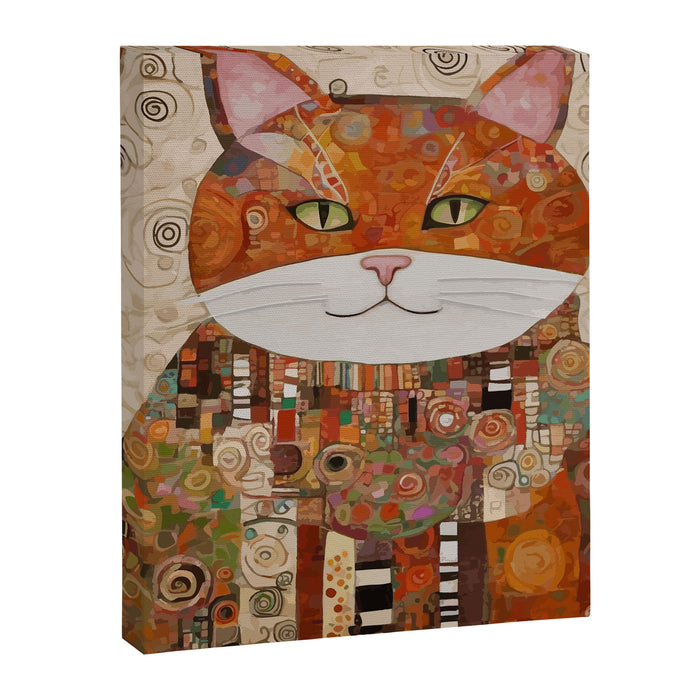 Gustav Klimt Style Cat with Geometric Patterns Canvas Print Gallery Image 1