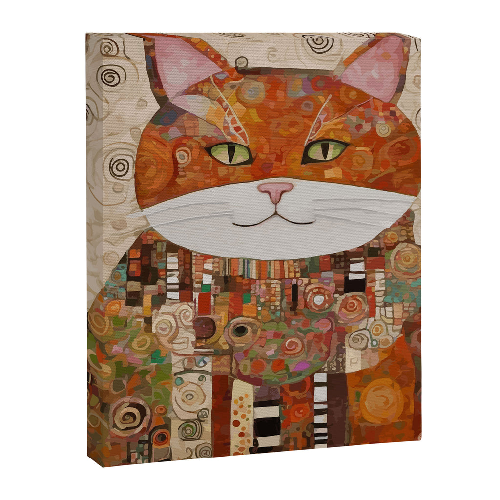 Gustav Klimt Style Cat with Geometric Patterns Canvas Print Gallery Image 8