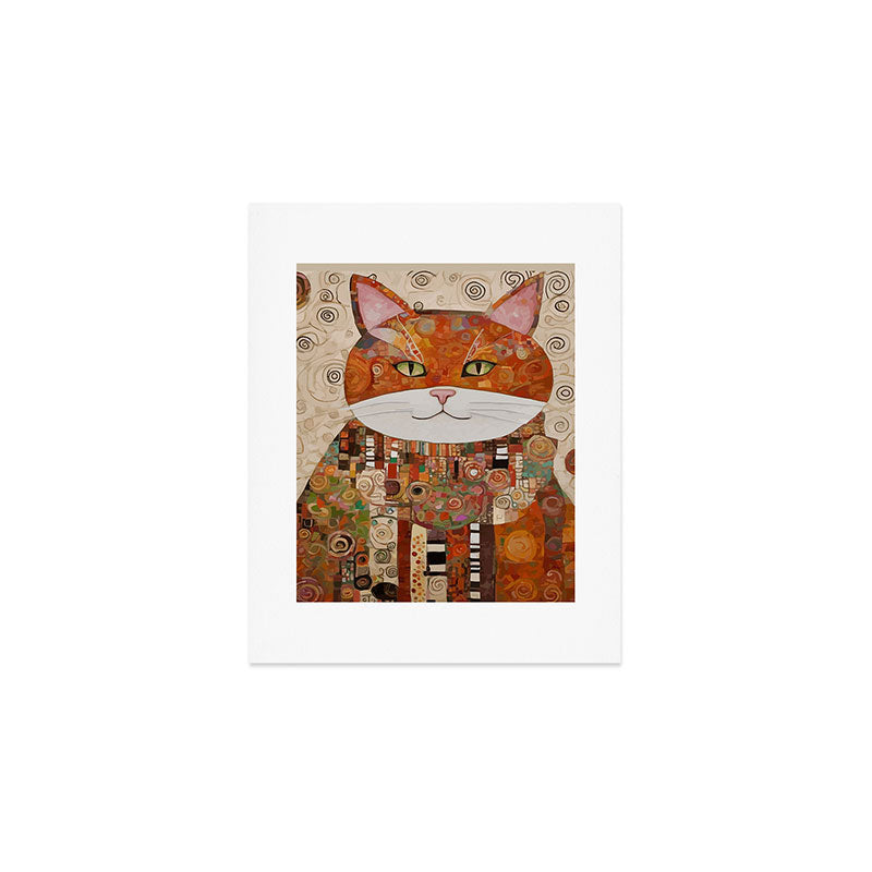 Gustav Klimt Style Cat with Geometric Patterns Art Print Gallery Image 1