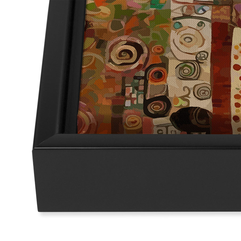 Gustav Klimt Style Cat with Geometric Patterns Framed Canvas Print Gallery Image 3