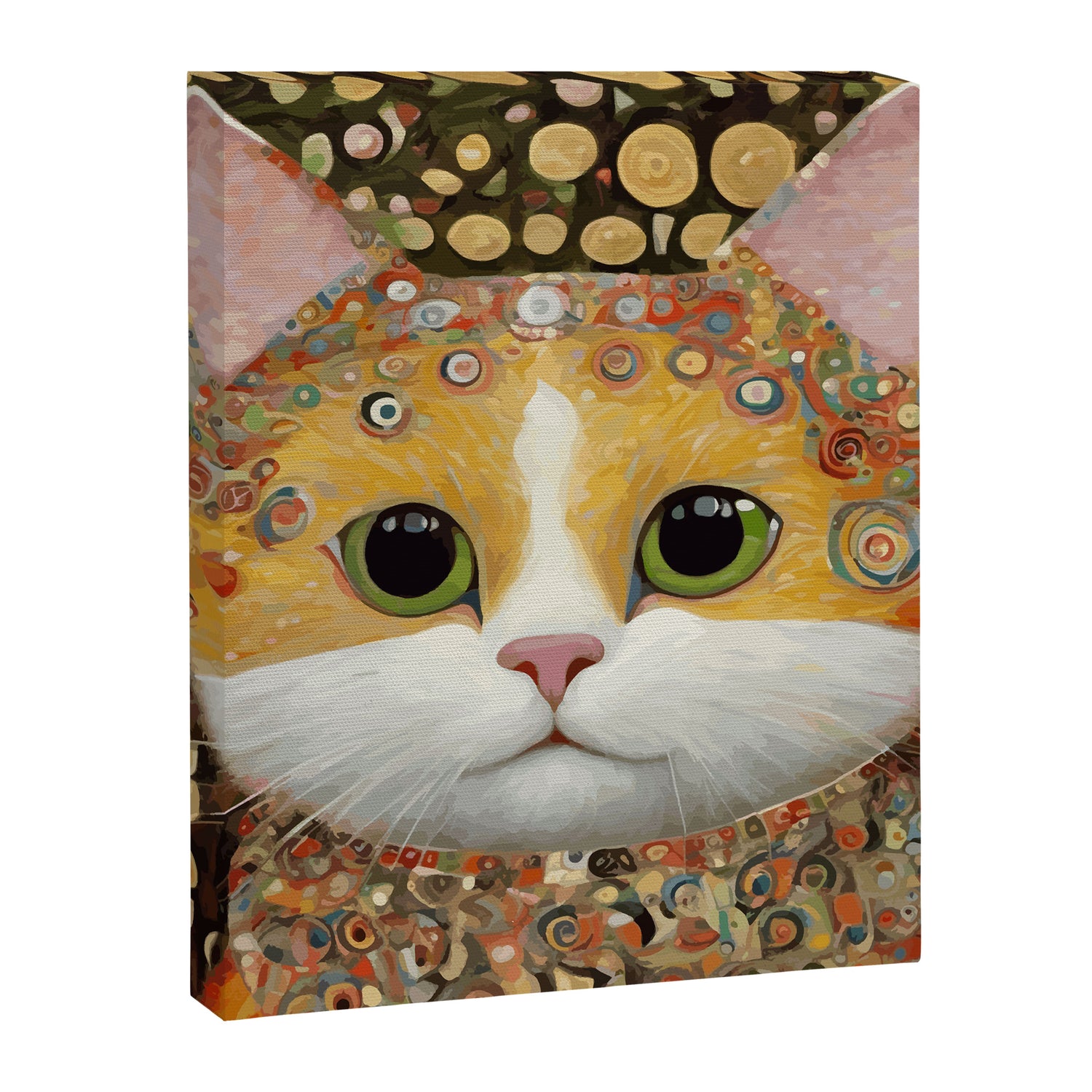 Gustav Klimt Style Cat with Green Eyes Canvas Print Gallery Image 3