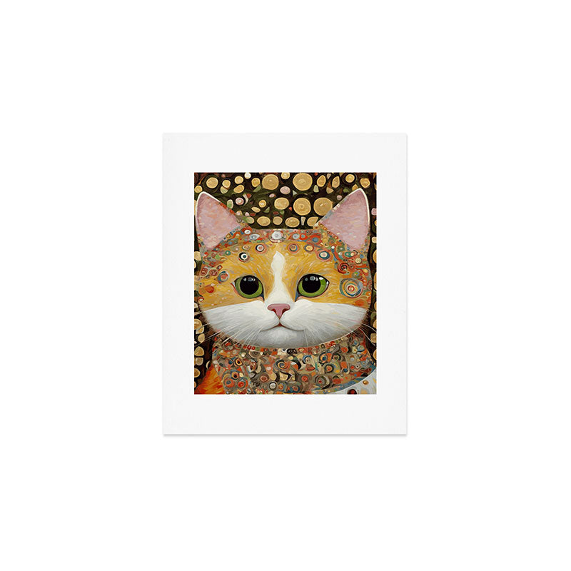 Gustav Klimt Style Cat with Green Eyes Art Print Gallery Image 1
