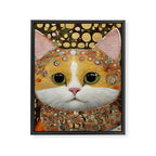 Gustav Klimt Style Cat with Green Eyes Framed Canvas Print Gallery Image 3