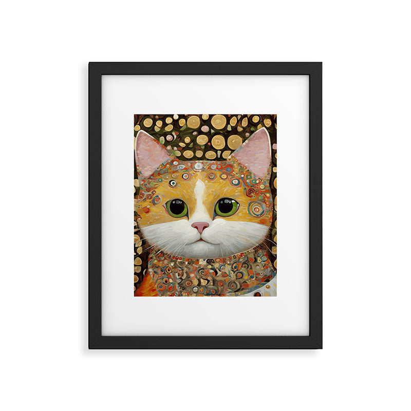Gustav Klimt Style Cat with Green Eyes Framed Art Print Gallery Image 6